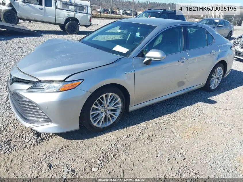 4T1B21HK5JU005196 2018 Toyota Camry Hybrid Xle