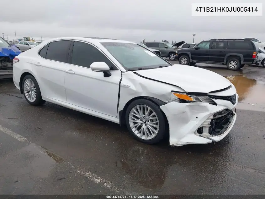4T1B21HK0JU005414 2018 Toyota Camry Hybrid Xle