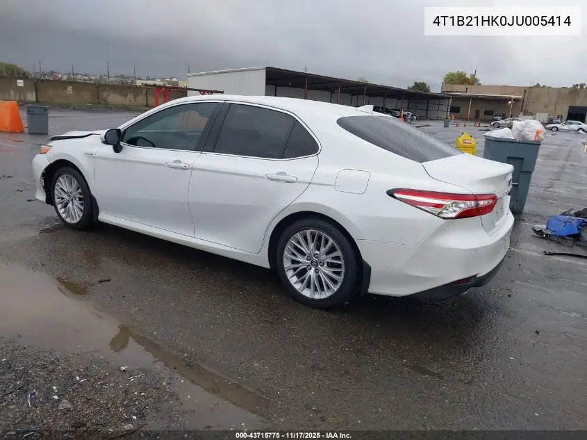 4T1B21HK0JU005414 2018 Toyota Camry Hybrid Xle