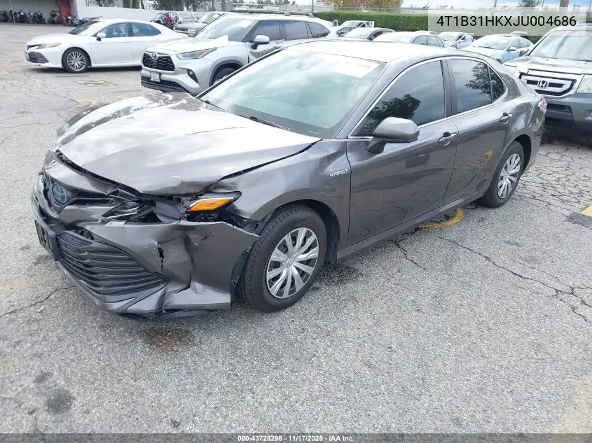 4T1B31HKXJU004686 2018 Toyota Camry Hybrid Le
