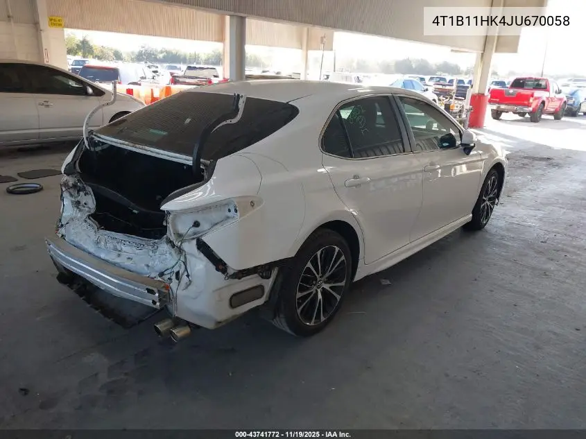 4T1B11HK4JU670058 2018 Toyota Camry Se
