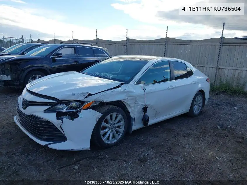 4T1B11HK1KU736504 2019 Toyota Camry Le