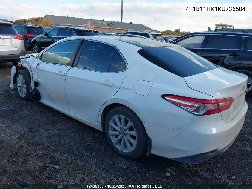 4T1B11HK1KU736504 2019 Toyota Camry Le