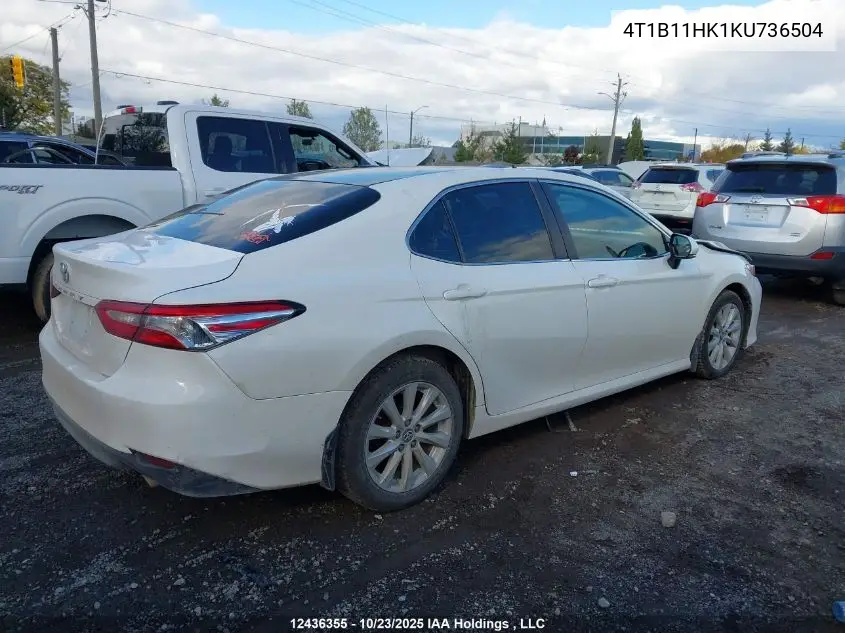 4T1B11HK1KU736504 2019 Toyota Camry Le