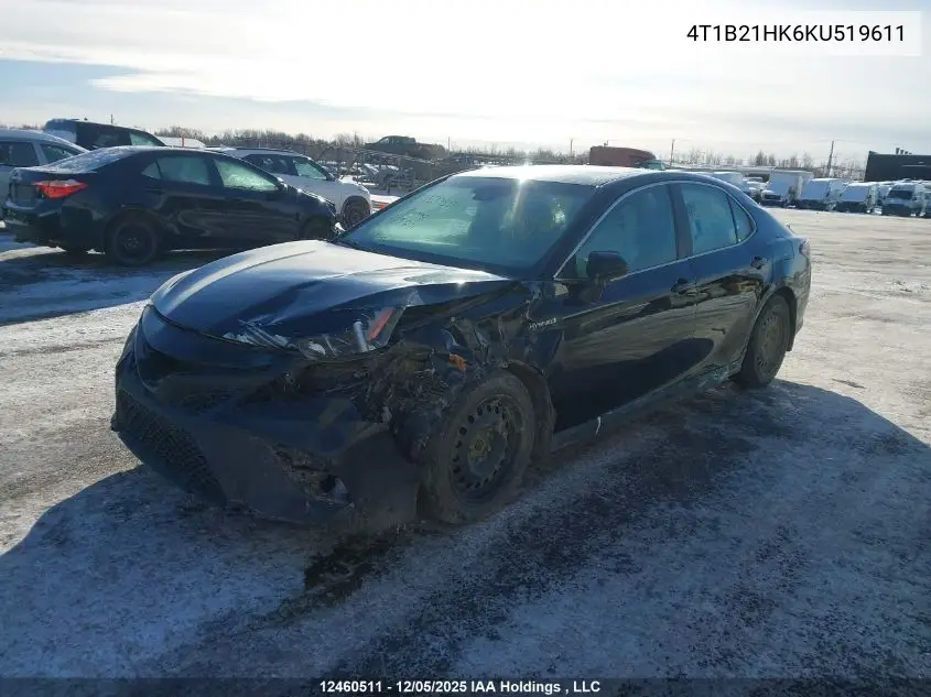 4T1B21HK6KU519611 2019 Toyota Camry Hybrid/Le/Xle/Se