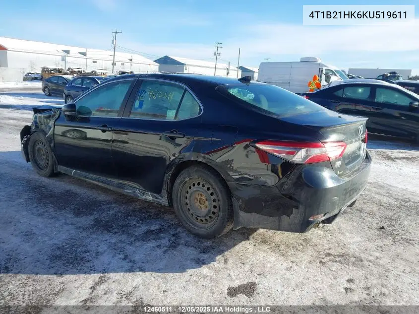 4T1B21HK6KU519611 2019 Toyota Camry Hybrid/Le/Xle/Se