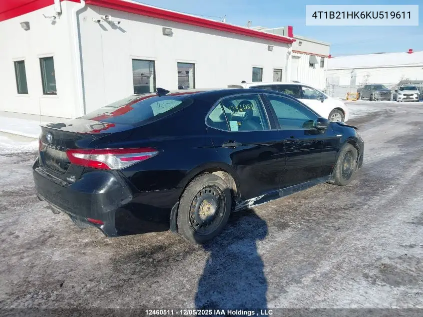 4T1B21HK6KU519611 2019 Toyota Camry Hybrid/Le/Xle/Se