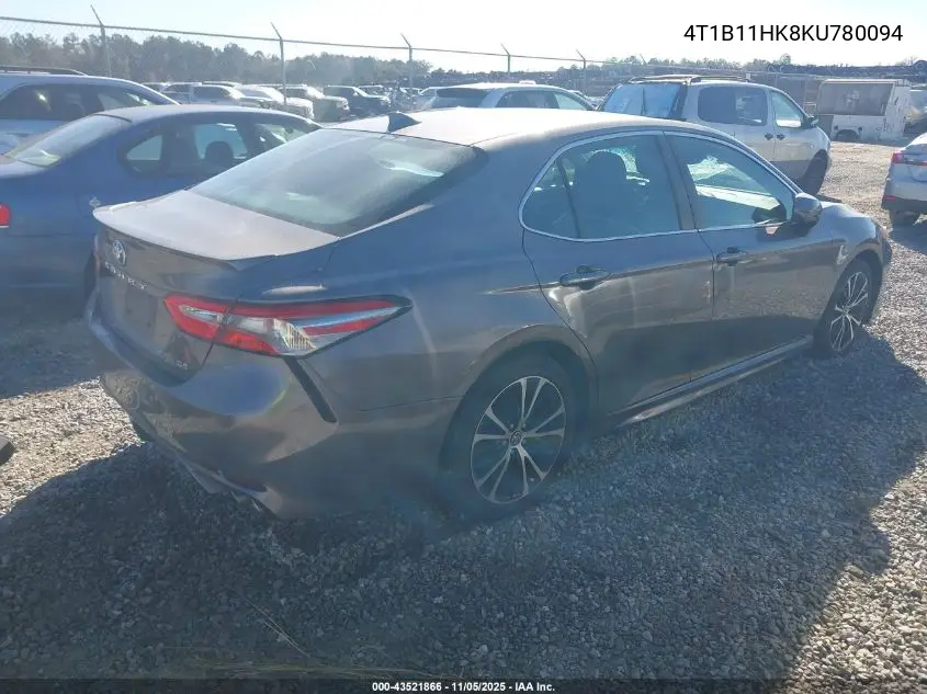 4T1B11HK8KU780094 2019 Toyota Camry Se