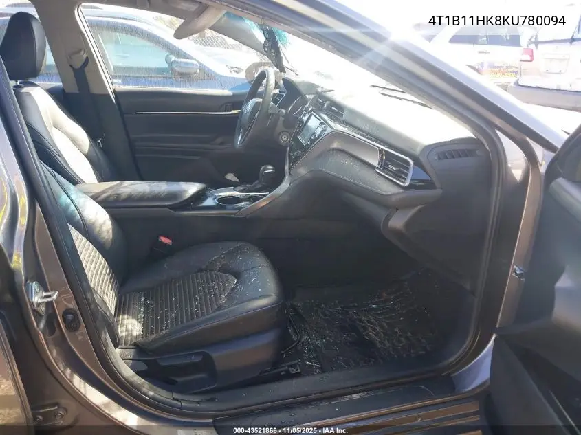 4T1B11HK8KU780094 2019 Toyota Camry Se