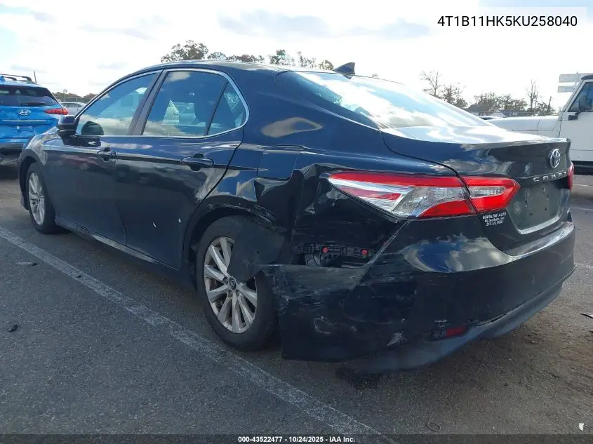 4T1B11HK5KU258040 2019 Toyota Camry Le