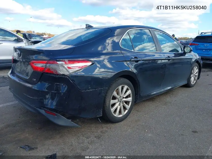 4T1B11HK5KU258040 2019 Toyota Camry Le