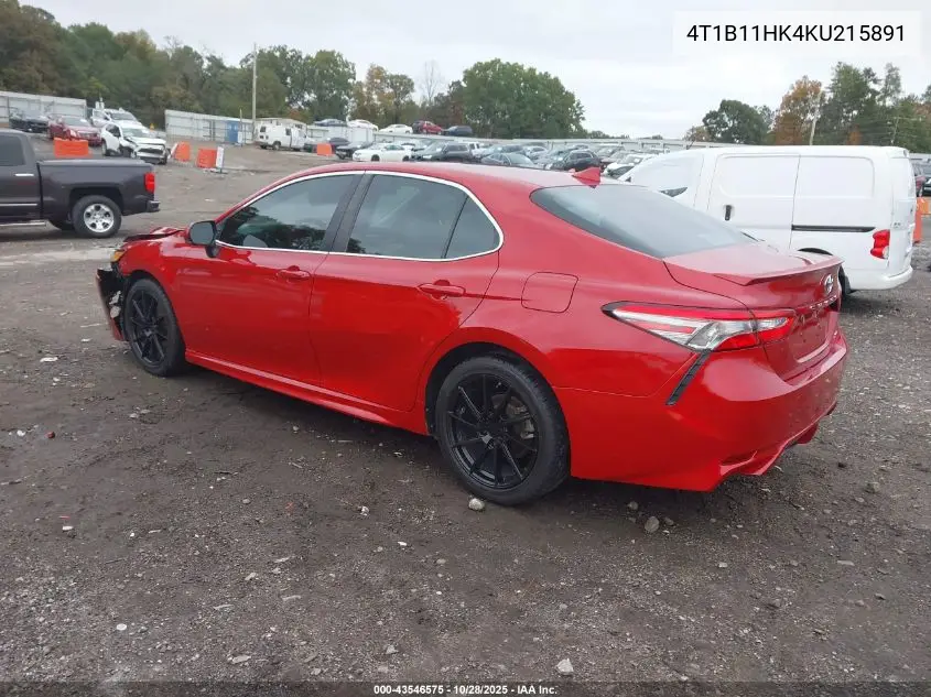 4T1B11HK4KU215891 2019 Toyota Camry Se