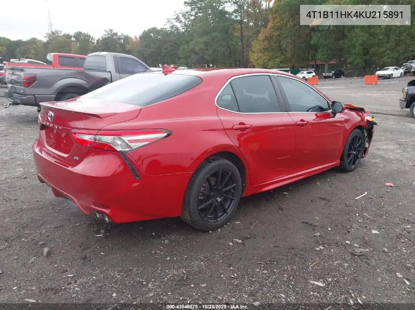 4T1B11HK4KU215891 2019 Toyota Camry Se