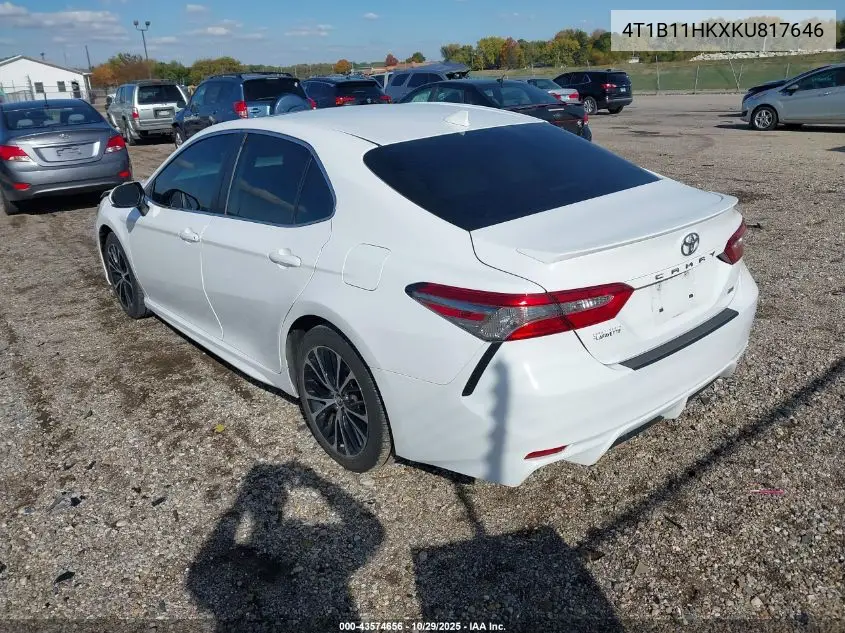 4T1B11HKXKU817646 2019 Toyota Camry Se