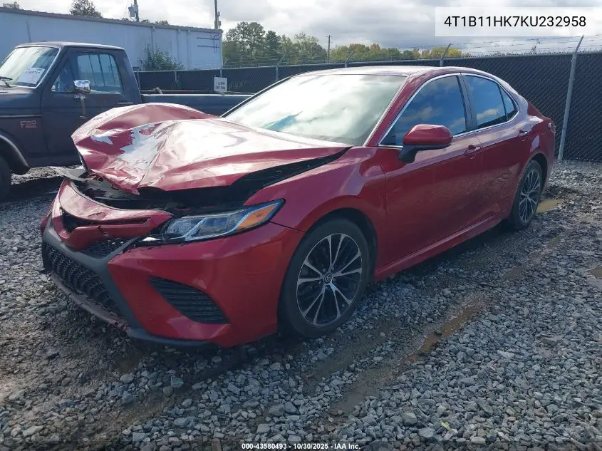 4T1B11HK7KU232958 2019 Toyota Camry Se