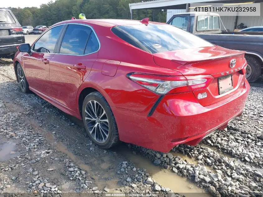 4T1B11HK7KU232958 2019 Toyota Camry Se