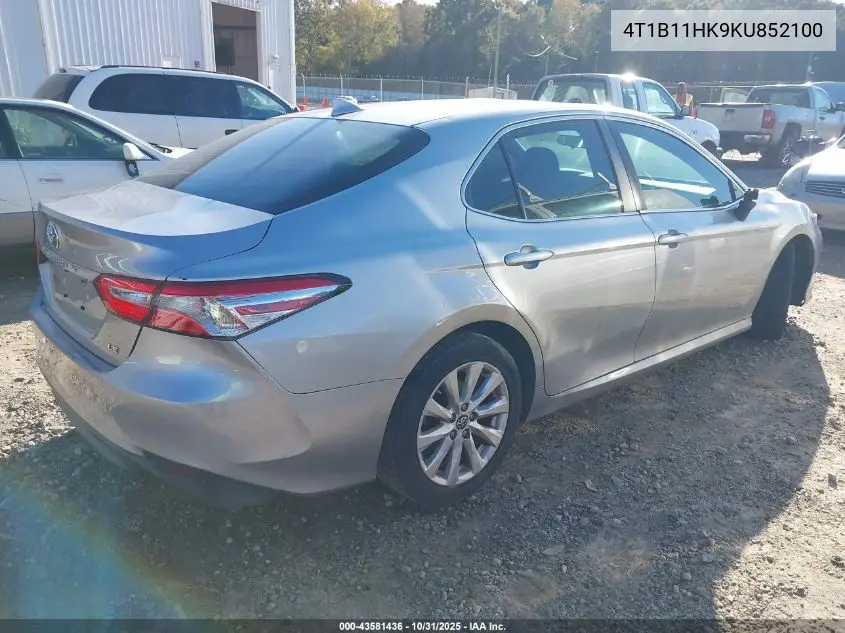 4T1B11HK9KU852100 2019 Toyota Camry Le