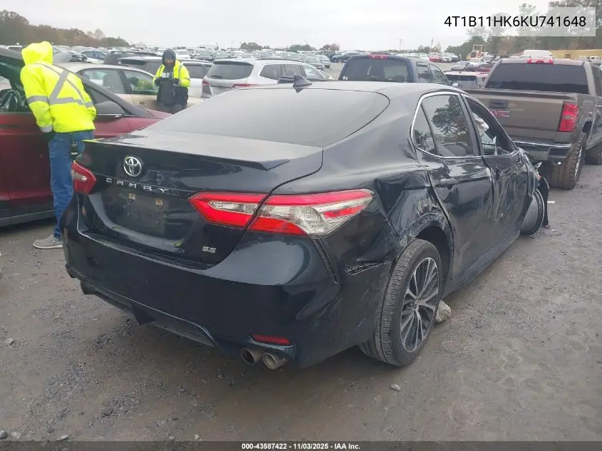 4T1B11HK6KU741648 2019 Toyota Camry Se