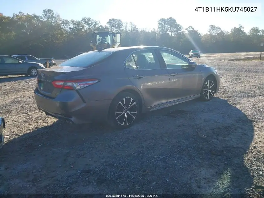 4T1B11HK5KU745027 2019 Toyota Camry Se