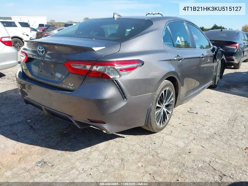 4T1B21HK3KU515127 2019 Toyota Camry Hybrid Se