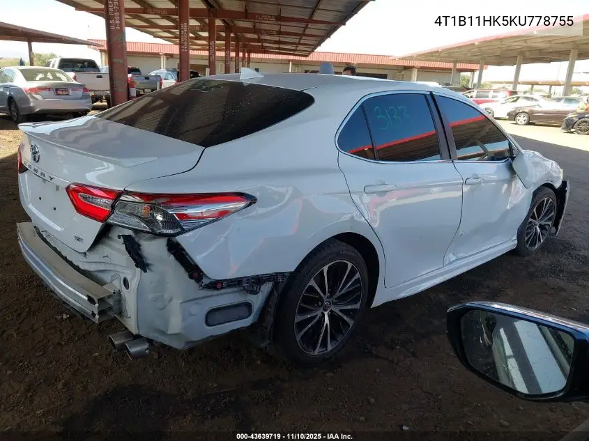 4T1B11HK5KU778755 2019 Toyota Camry Se