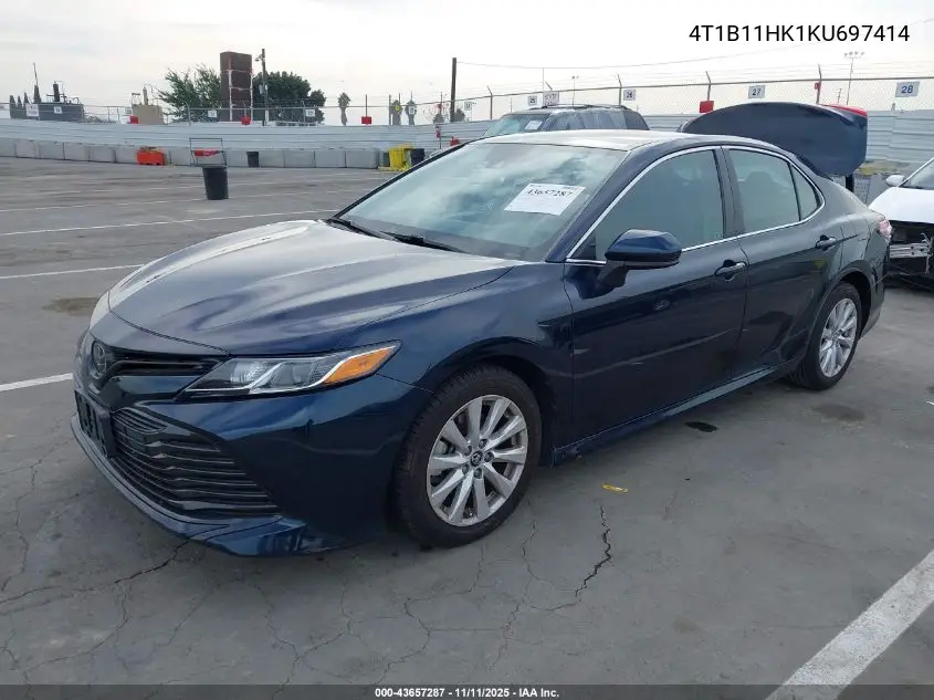 4T1B11HK1KU697414 2019 Toyota Camry Le