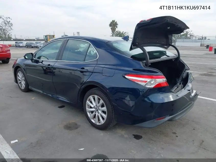 4T1B11HK1KU697414 2019 Toyota Camry Le