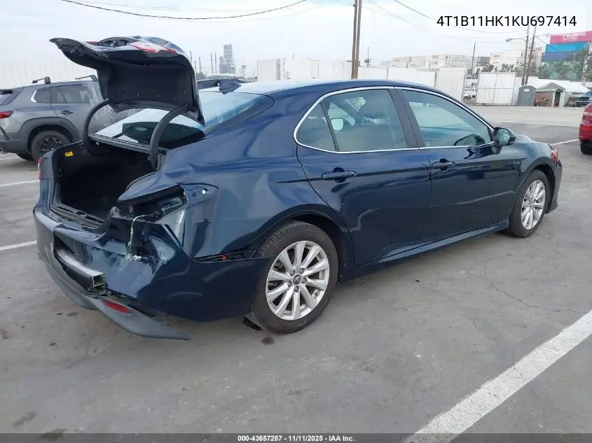 4T1B11HK1KU697414 2019 Toyota Camry Le
