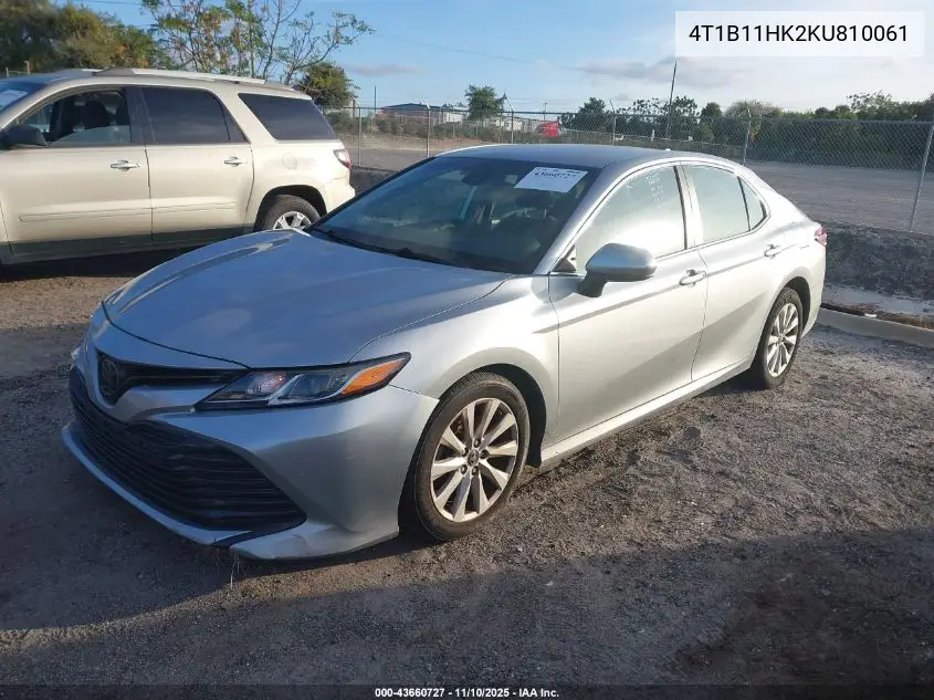 4T1B11HK2KU810061 2019 Toyota Camry Le