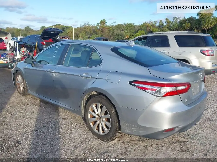 4T1B11HK2KU810061 2019 Toyota Camry Le