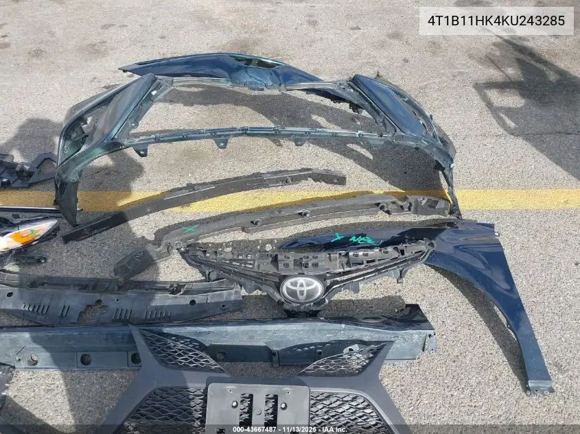 4T1B11HK4KU243285 2019 Toyota Camry Se