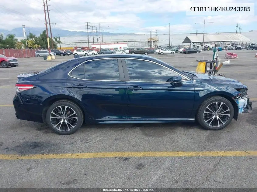 4T1B11HK4KU243285 2019 Toyota Camry Se