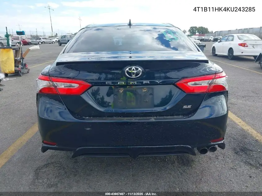 4T1B11HK4KU243285 2019 Toyota Camry Se