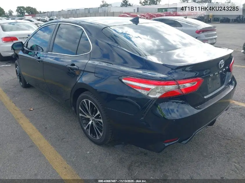 4T1B11HK4KU243285 2019 Toyota Camry Se