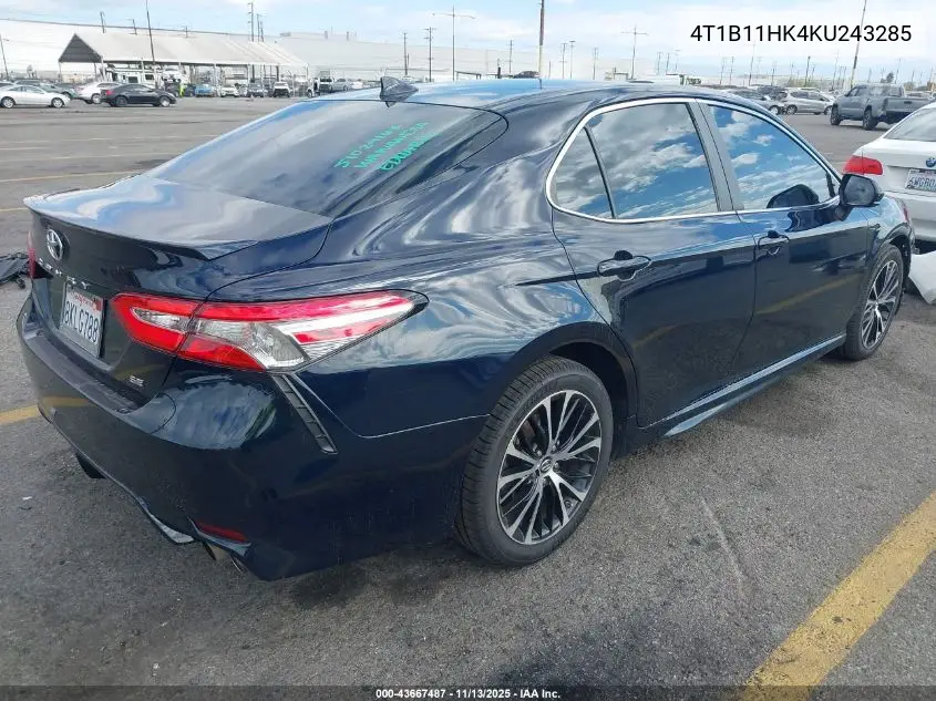 4T1B11HK4KU243285 2019 Toyota Camry Se