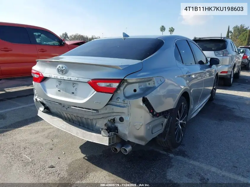 4T1B11HK7KU198603 2019 Toyota Camry Se
