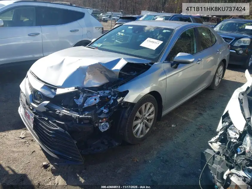 4T1B11HK8KU737424 2019 Toyota Camry Le