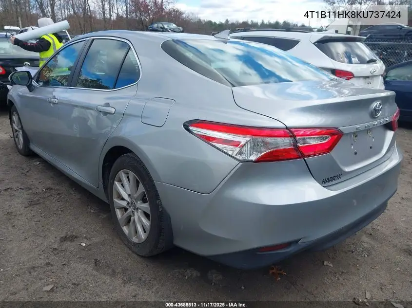 4T1B11HK8KU737424 2019 Toyota Camry Le