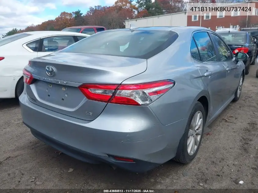 4T1B11HK8KU737424 2019 Toyota Camry Le