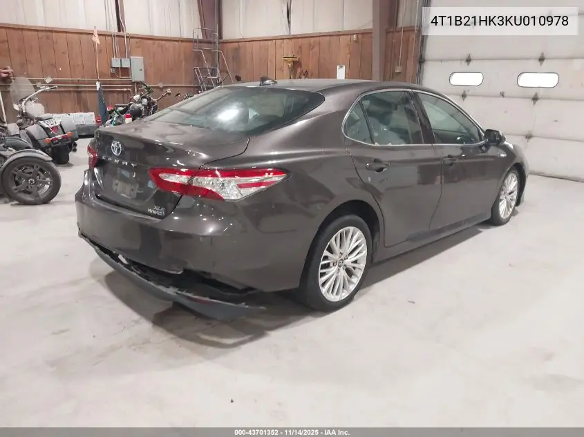 4T1B21HK3KU010978 2019 Toyota Camry Hybrid Xle