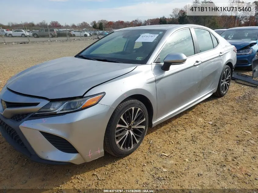 4T1B11HK1KU715460 2019 Toyota Camry Se