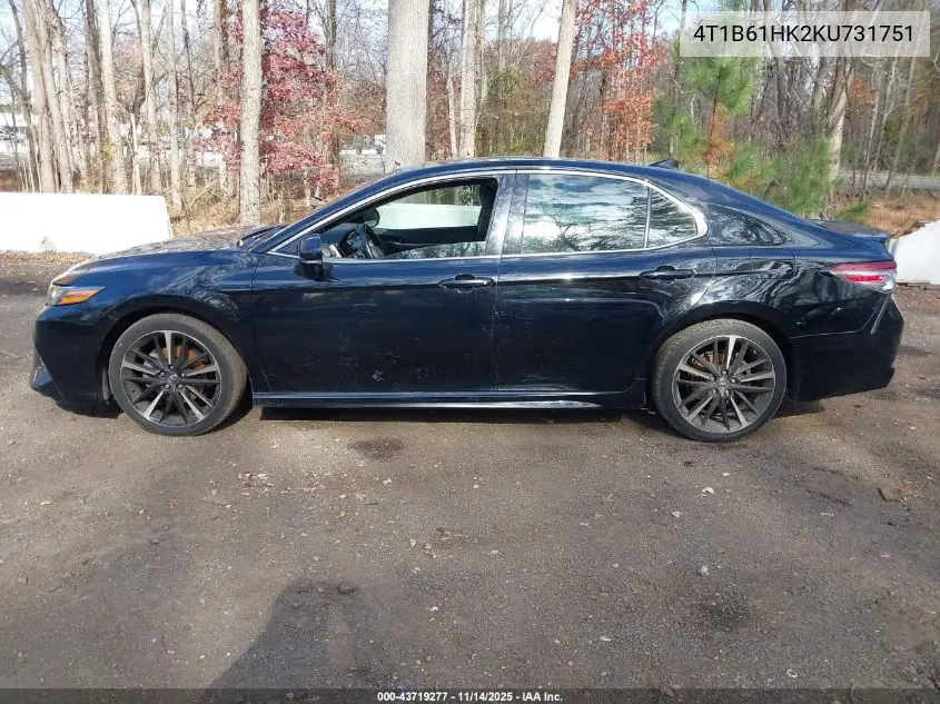 4T1B61HK2KU731751 2019 Toyota Camry Xse