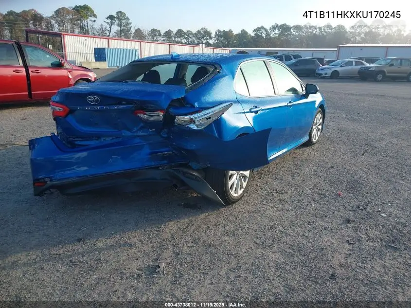 4T1B11HKXKU170245 2019 Toyota Camry Le