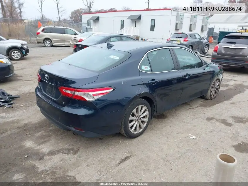 4T1B11HK9KU288674 2019 Toyota Camry Le