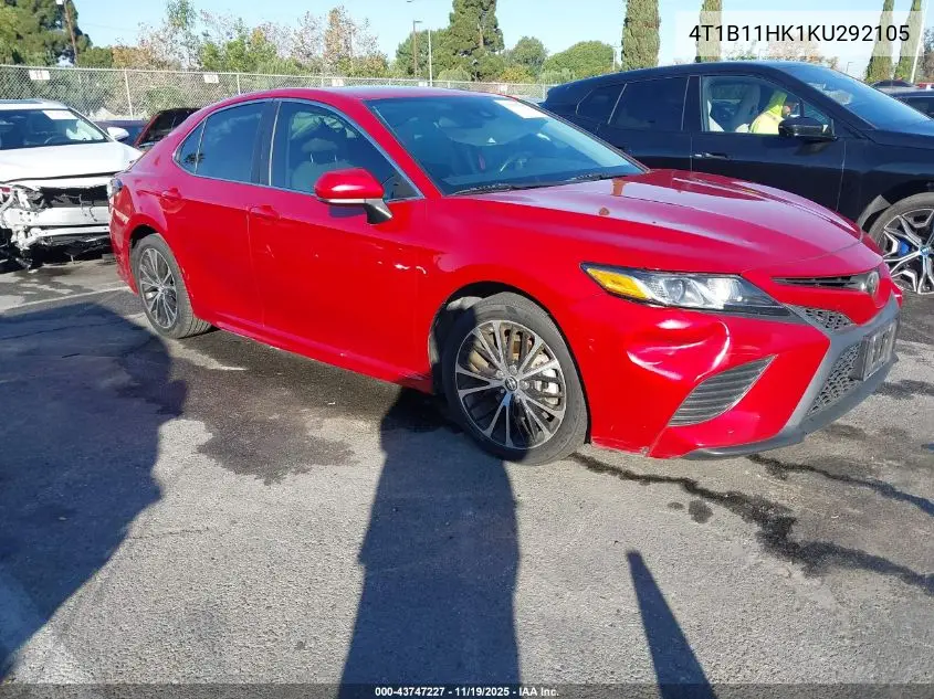 4T1B11HK1KU292105 2019 Toyota Camry Se
