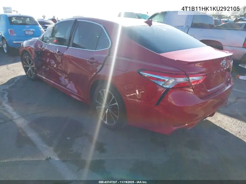 4T1B11HK1KU292105 2019 Toyota Camry Se