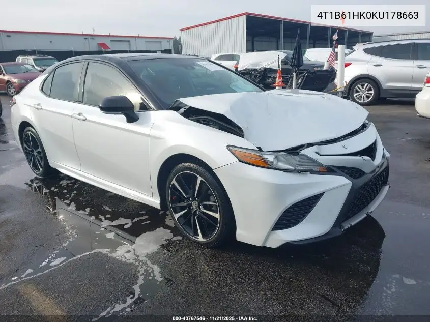 4T1B61HK0KU178663 2019 Toyota Camry Xse