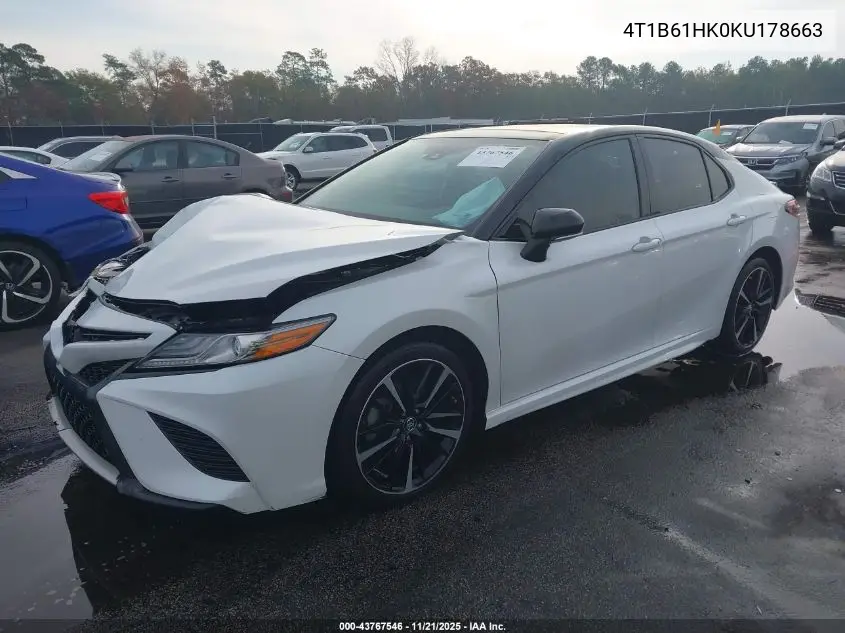 4T1B61HK0KU178663 2019 Toyota Camry Xse