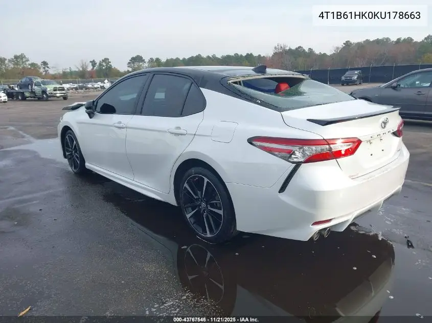 4T1B61HK0KU178663 2019 Toyota Camry Xse