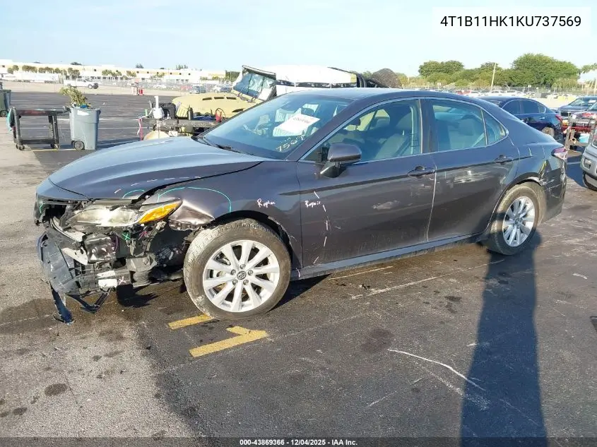 4T1B11HK1KU737569 2019 Toyota Camry Le